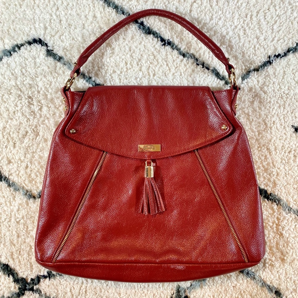 SALE🌟 Onna Ehrlich Maroon Leather Boho Satchel
